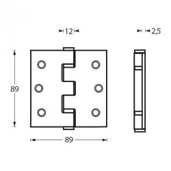 Intersteel zwarte scharnier recht 3.5" (89x89x2,5)