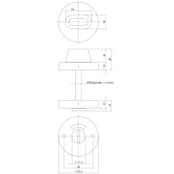Rozet met toilet-/badkamersluiting verdekt 53x10mm RVS