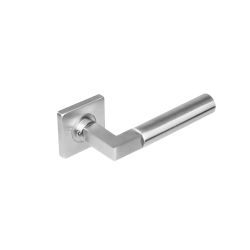 Deurkruk 0378 Bau-stil op rozet vierkant staal met 7mm nok RVS