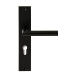 Deurkruk Toledo Zwart op rechthoekig langschild profielcilinder 72mm