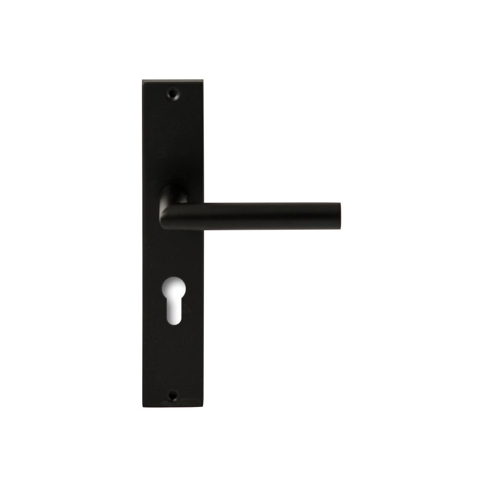 Deurkruk Toledo Zwart op rechthoekig langschild profielcilinder 72mm