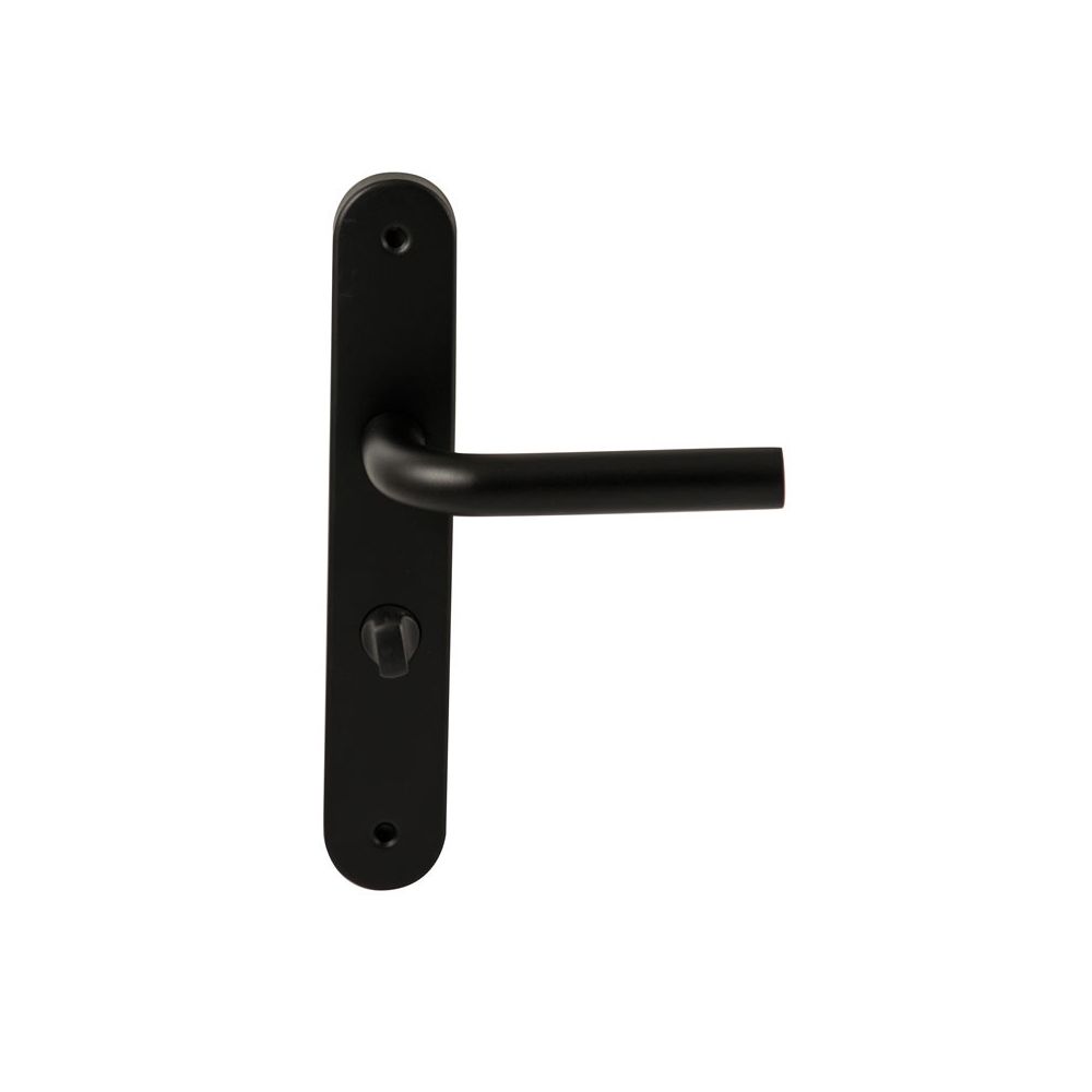 Deurkruk Oslo Zwart op ovaal langschild WC63mm met 8mm stift
