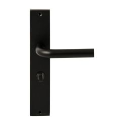Deurkruk Oslo Zwart op rechthoekig langschild WC63mm met 8mm stift