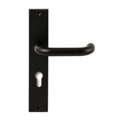 Deurkruk Stockholm Zwart op rechthoekig langschild profielcilinder 72mm