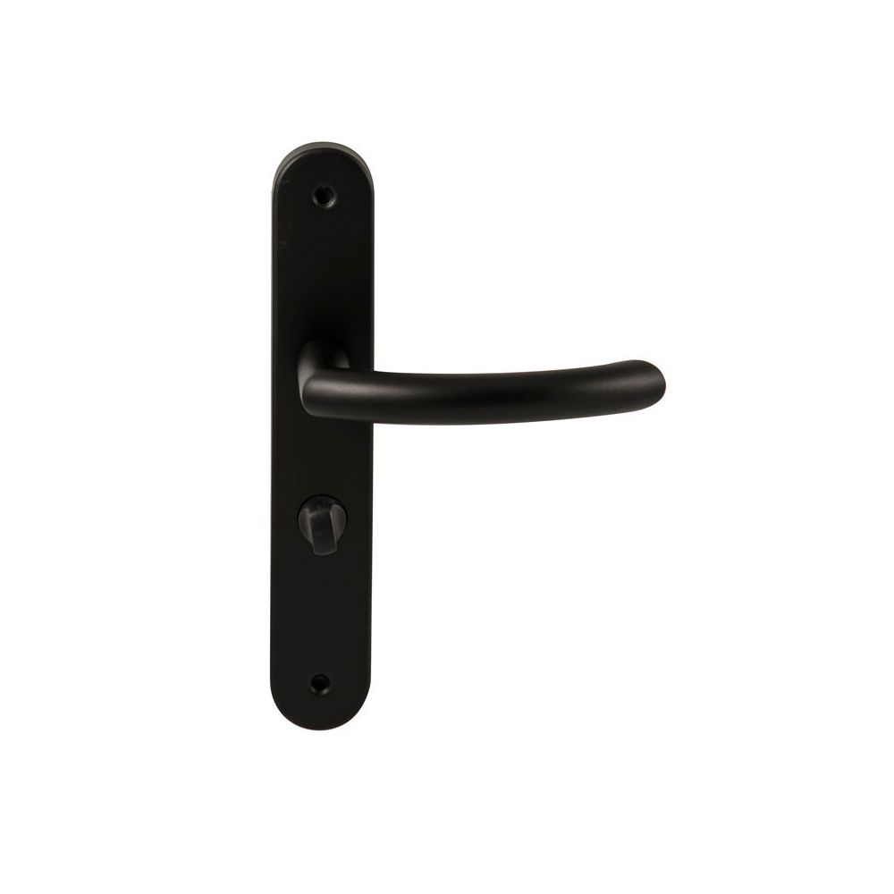 Deurkruk Helsinki Zwart op ovaal langschild WC63mm met 8mm stift