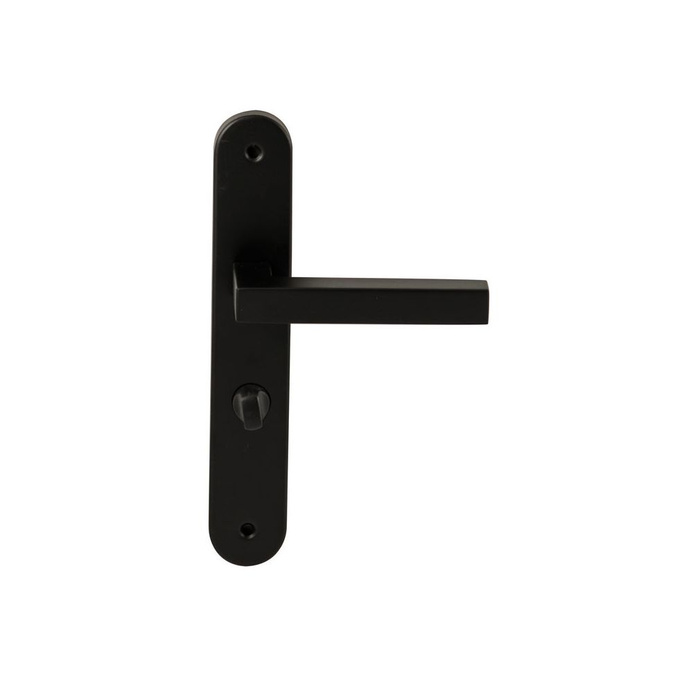 Deurkruk Geneve Zwart op ovaal langschild WC63mm met 8mm stift