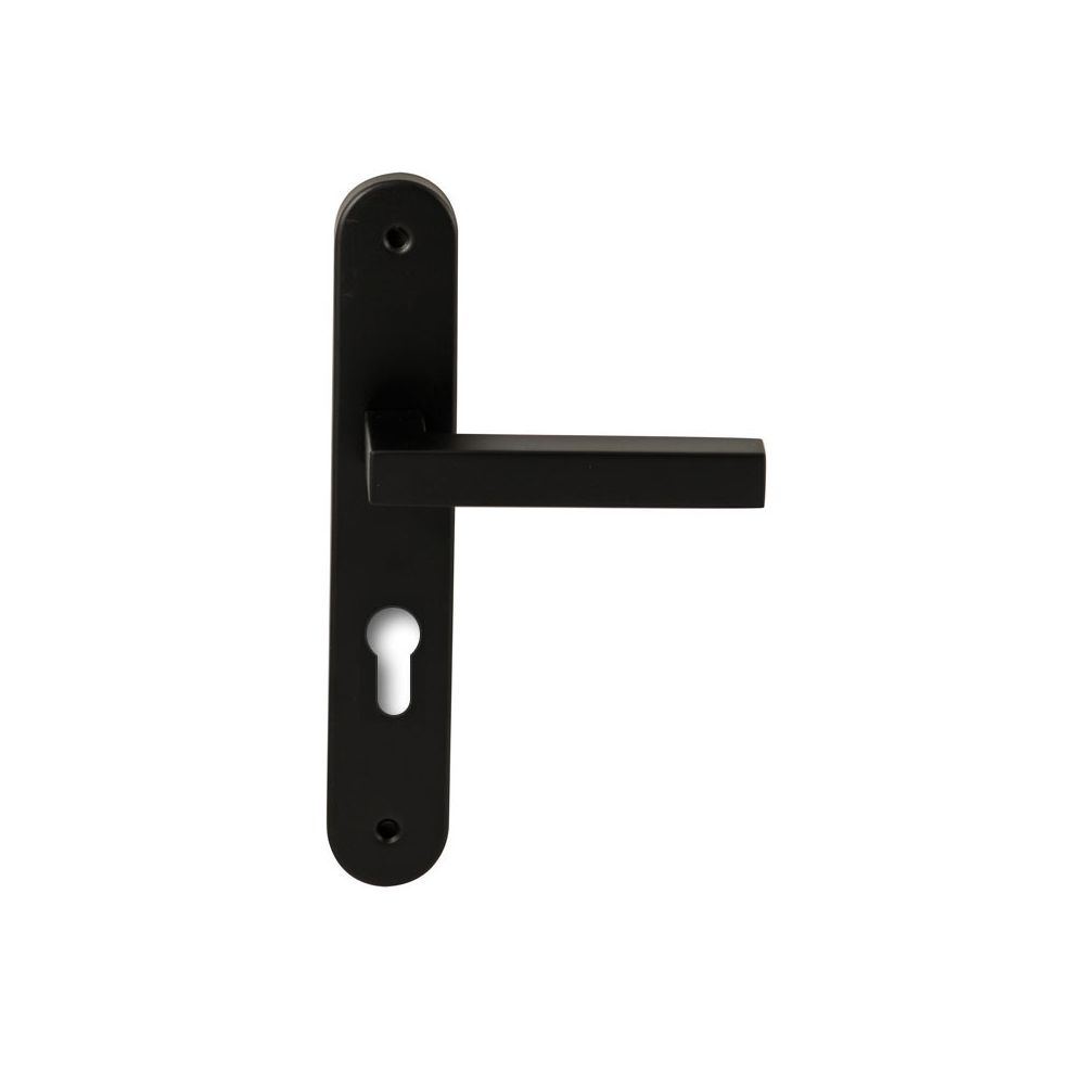 Deurkruk Geneve Zwart op ovaal langschild profielcilinder 72mm