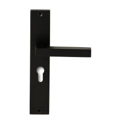 Deurkruk Geneve Zwart op rechthoekig langschild profielcilinder 55mm