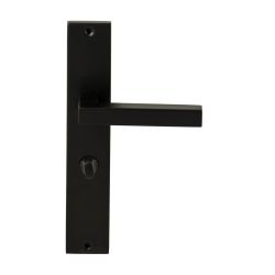 Deurkruk Geneve Zwart op rechthoekig langschild WC63mm met 8mm stift