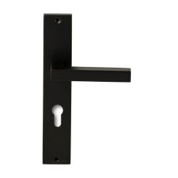 Deurkruk Geneve Zwart op rechthoekig langschild profielcilinder 72mm