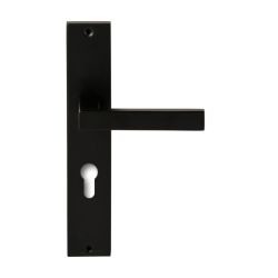 Deurkruk Phoenix Zwart op rechthoekig langschild profielcilinder 72mm
