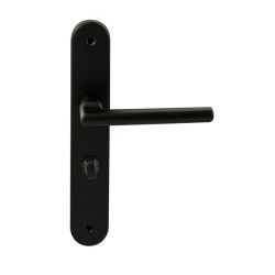 Deurkruk Athene Zwart op ovaal langschild WC63mm met 8mm stift