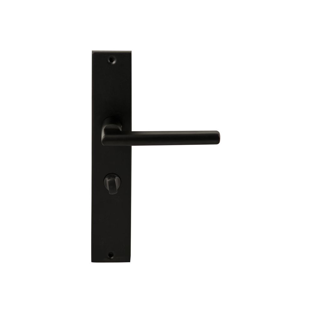 Deurkruk Athene Zwart op rechthoekig langschild WC63mm met 8mm stift