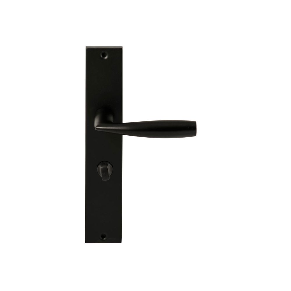 Deurkruk Naxos Zwart op rechthoekig langschild WC63mm met 8mm stift