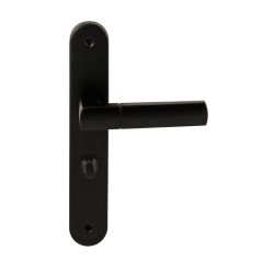 Deurkruk Rhodos Zwart op ovaal langschild WC63mm met 8mm stift