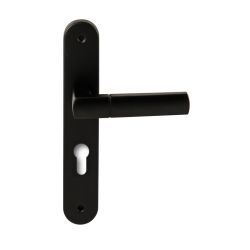 Deurkruk Rhodos Zwart op ovaal langschild profielcilinder 72mm