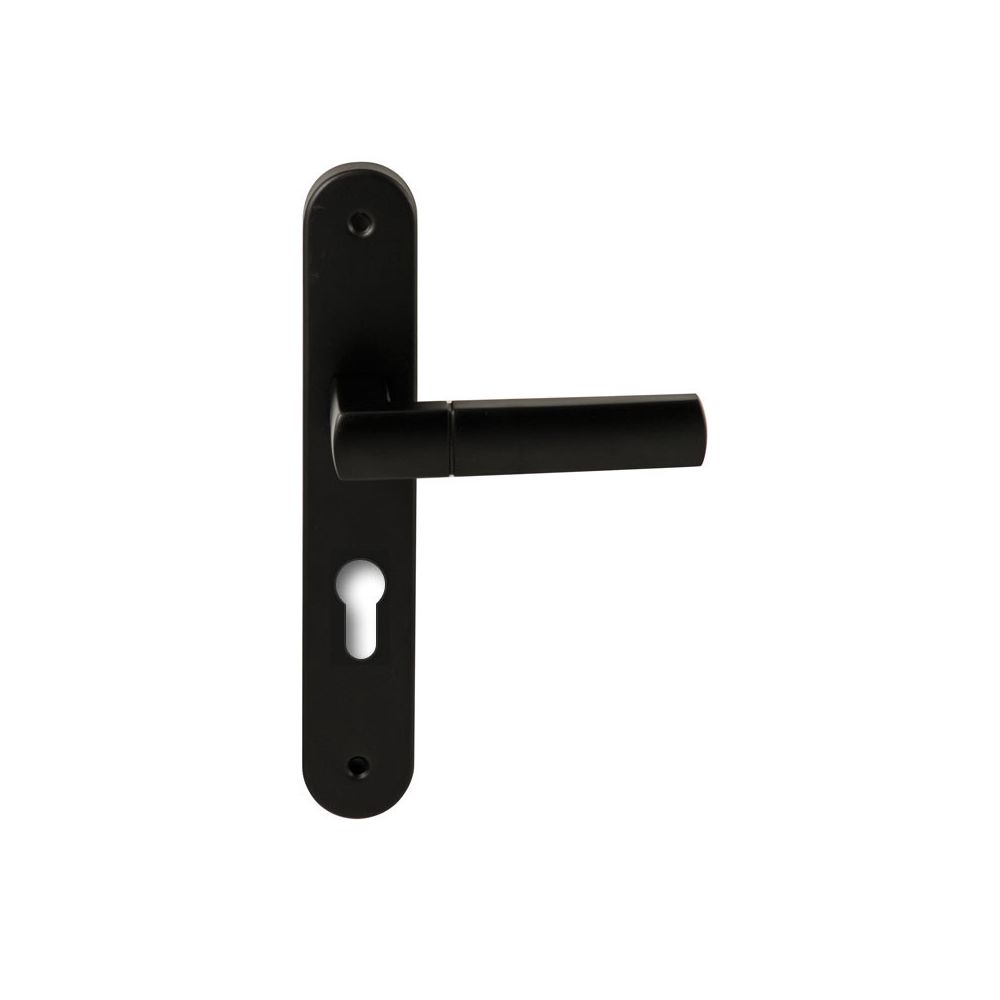Deurkruk Rhodos Zwart op ovaal langschild profielcilinder 72mm