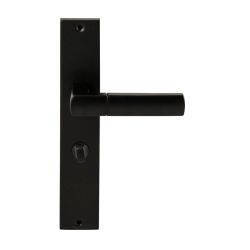 Deurkruk Rhodos Zwart op rechthoekig langschild WC63mm met 8mm stift