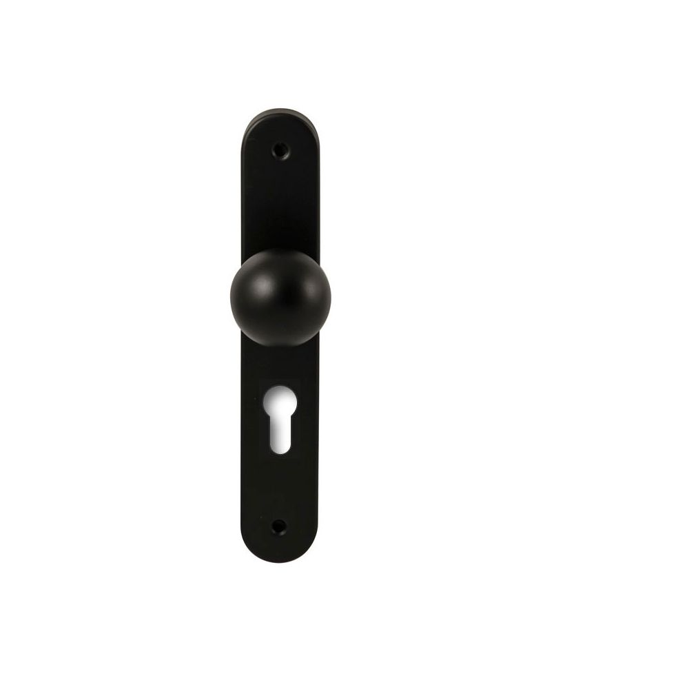 Knopkruk Sfera Zwart op ovaal langschild profielcilinder 72mm