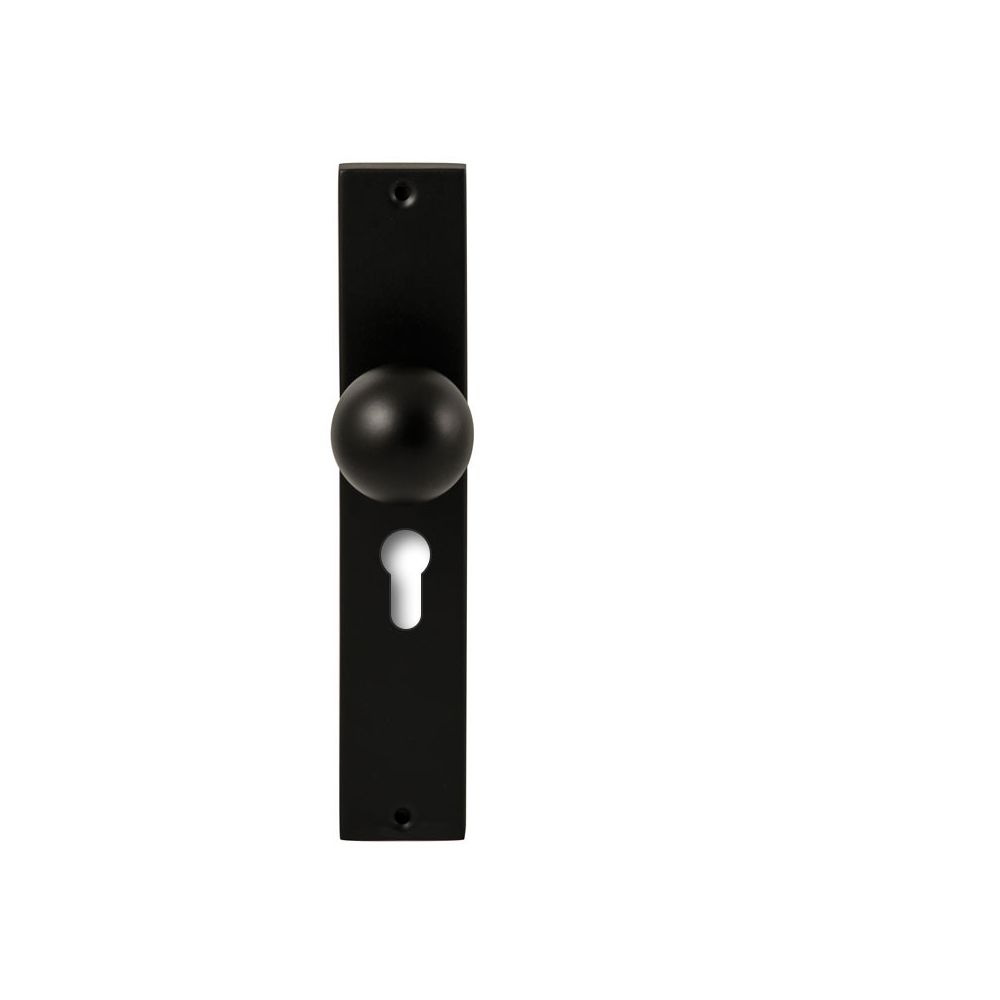 Knopkruk Sfera Zwart op rechthoekig langschild profielcilinder 55mm