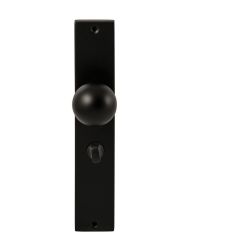 Knopkruk Sfera Zwart op rechthoekig langschild WC63mm met 8mm stift