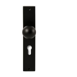 Knopkruk Sfera Zwart op rechthoekig langschild profielcilinder 72mm