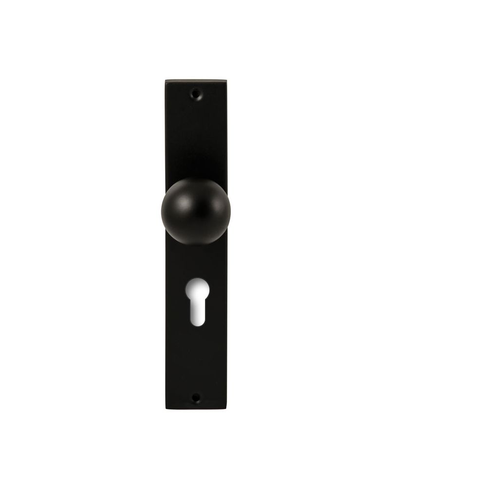 Knopkruk Sfera Zwart op rechthoekig langschild profielcilinder 72mm