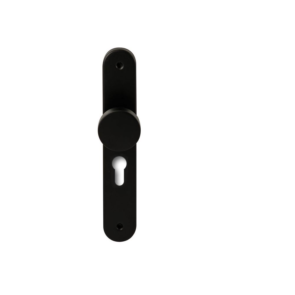 Knopkruk Piano Zwart op ovaal langschild profielcilinder 55mm