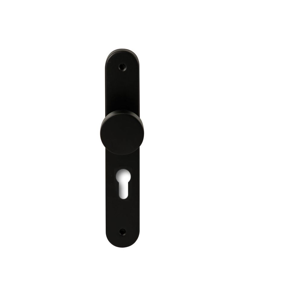 Knopkruk Piano Zwart op ovaal langschild profielcilinder 72mm