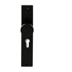 Knopkruk Piano Zwart op rechthoekig langschild profielcilinder 55mm