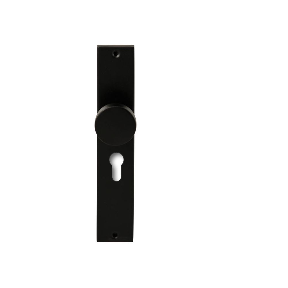Knopkruk Piano Zwart op rechthoekig langschild profielcilinder 55mm
