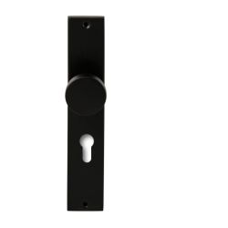 Knopkruk Piano Zwart op rechthoekig langschild profielcilinder 72mm
