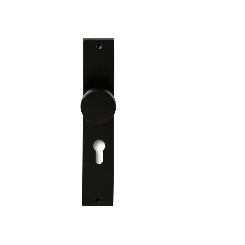 Knopkruk Piano Zwart op rechthoekig langschild profielcilinder 72mm
