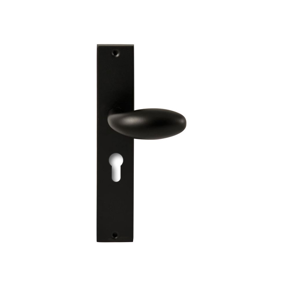 Knopkruk Golf Zwart op rechthoekig langschild profielcilinder 55mm