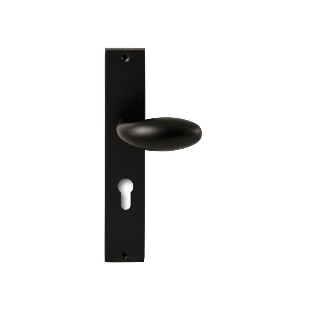 Knopkruk Golf Zwart op rechthoekig langschild profielcilinder 72mm