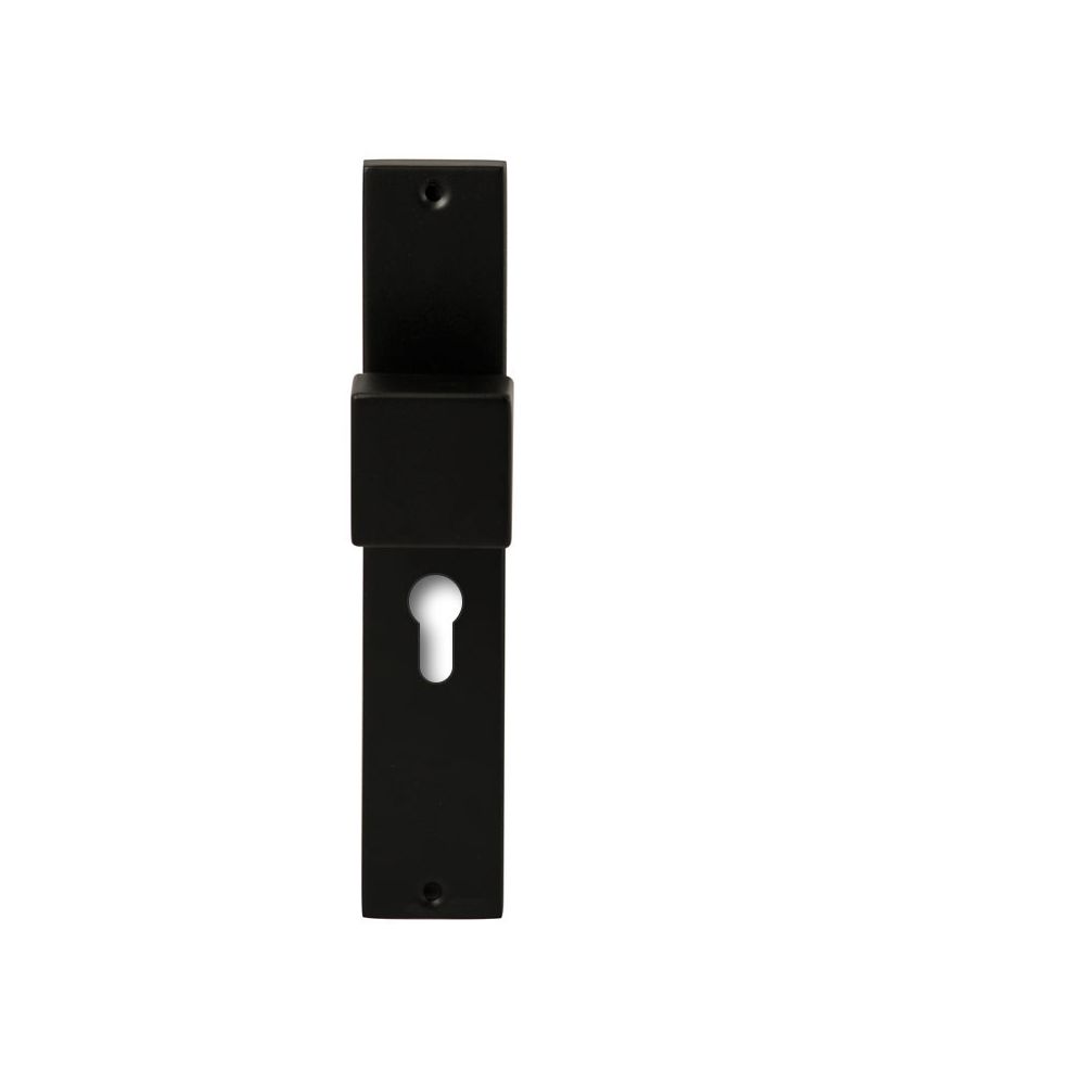 Knopkruk Quadro Zwart op rechthoekig langschild profielcilinder 55mm