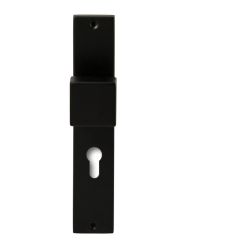 Knopkruk Quadro Zwart op rechthoekig langschild profielcilinder 72mm