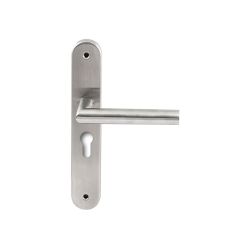 Deurkruk Toledo RVS op ovaal langschild profielcilinder 55mm