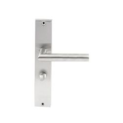 Deurkruk Toledo RVS op rechthoekig langschild WC63mm met 8mm stift