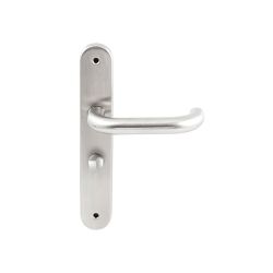 Deurkruk Stockholm RVS op ovaal langschild WC63mm met 8mm stift