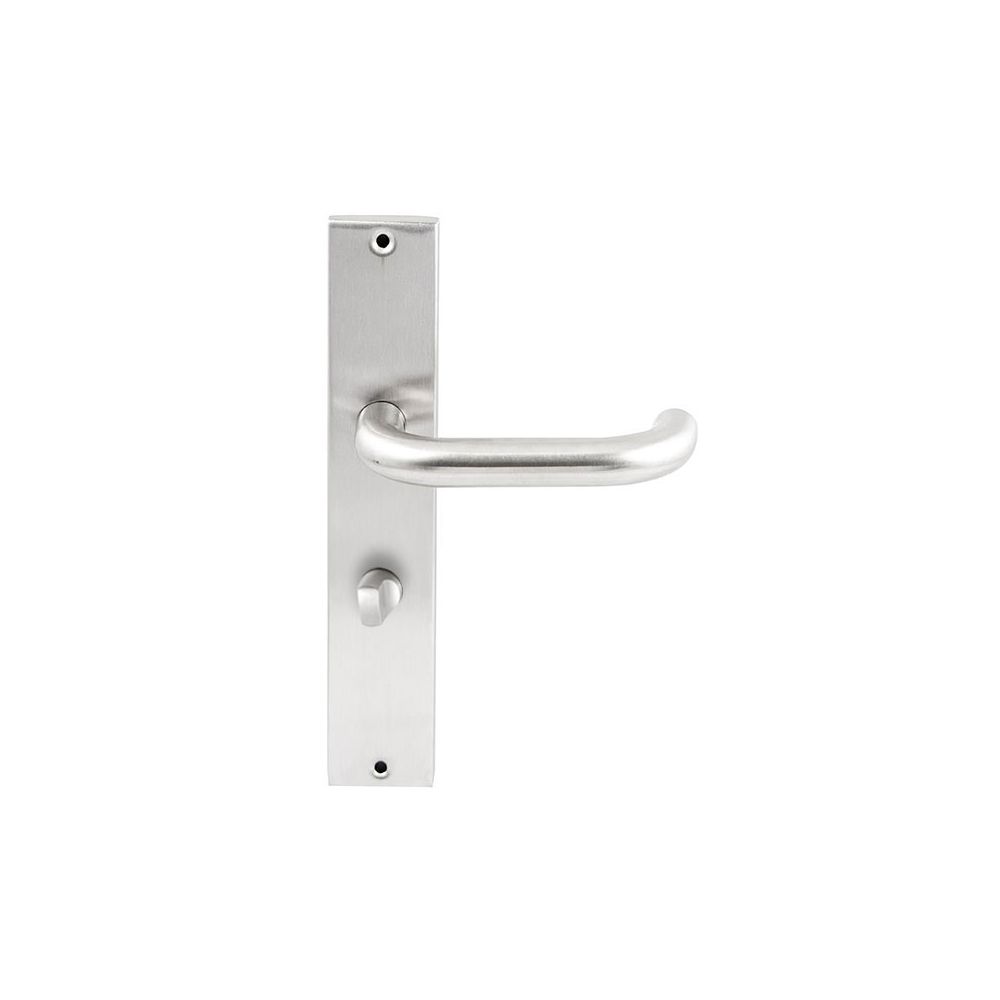 Deurkruk Stockholm RVS op rechthoekig langschild WC63mm met 8mm stift