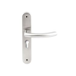 Deurkruk Helsinki RVS op ovaal langschild profielcilinder 55mm