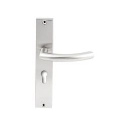 Deurkruk Helsinki RVS op rechthoekig langschild profielcilinder 55mm
