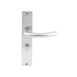 Deurkruk Helsinki RVS op rechthoekig langschild WC63mm met 8mm stift