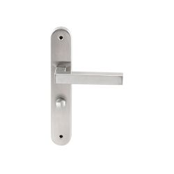 Deurkruk Geneve RVS op ovaal langschild WC63mm met 8mm stift
