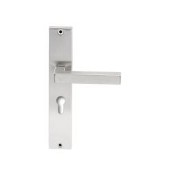 Deurkruk Geneve RVS op rechthoekig langschild profielcilinder 55mm