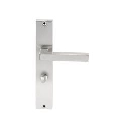 Deurkruk Geneve RVS op rechthoekig langschild WC63mm met 8mm stift