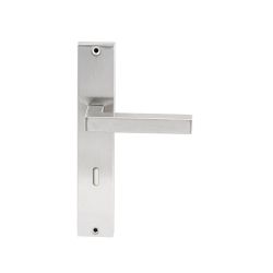 Deurkruk Geneve RVS op rechthoekig langschild sleutel 72mm