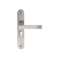 Deurkruk Phoenix RVS op ovaal langschild profielcilinder 55mm