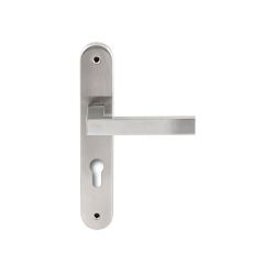 Deurkruk Phoenix RVS op ovaal langschild profielcilinder 72mm